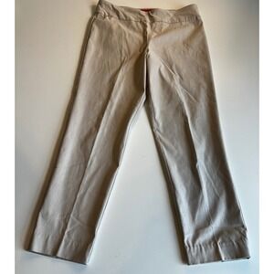 Krazy‎ Larry Women's Faux Leather Pants Size 12 Textured Beige Trousers